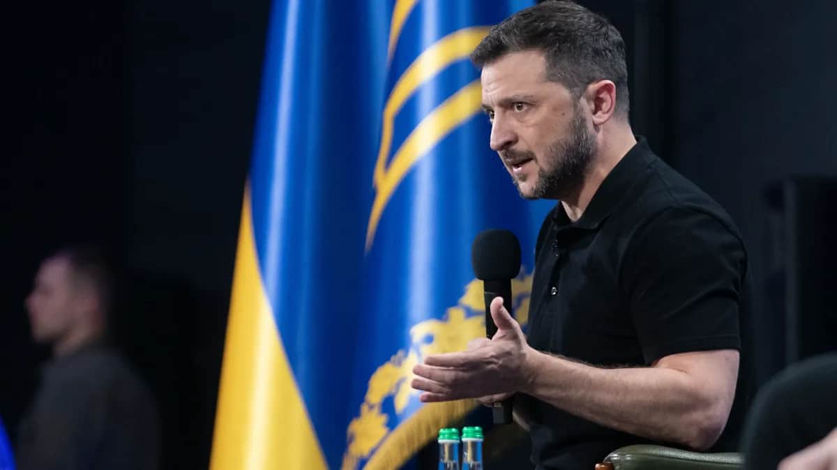 Ukrainian President Volodymyr Zelensky attends the Ukraine 2024 Independence forum in Kyiv, 27 August 2024. Photo: Maxym Marusenko